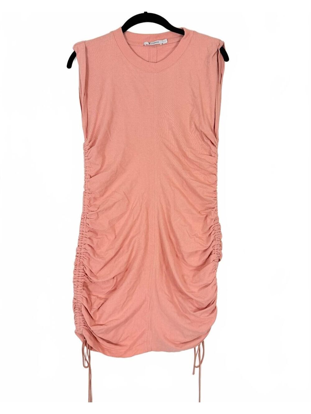 T by Alexander Wang Ruched T-Shirt Mini Dress Peach Melon Muscle Tee Size Small